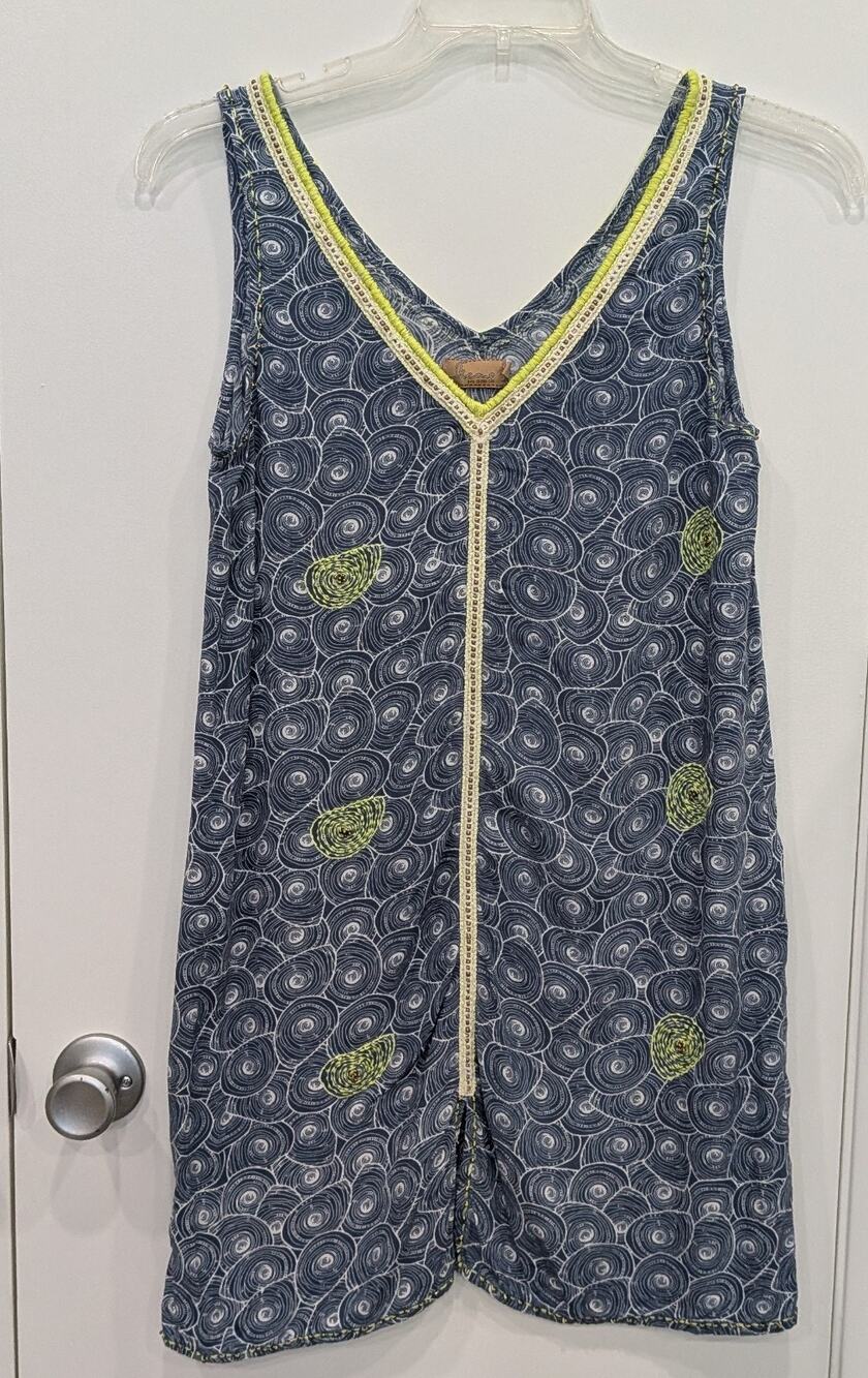 Skemo Anthropologie embroidered Beaded Tunic Dress Small Sleeveless Boho Mini